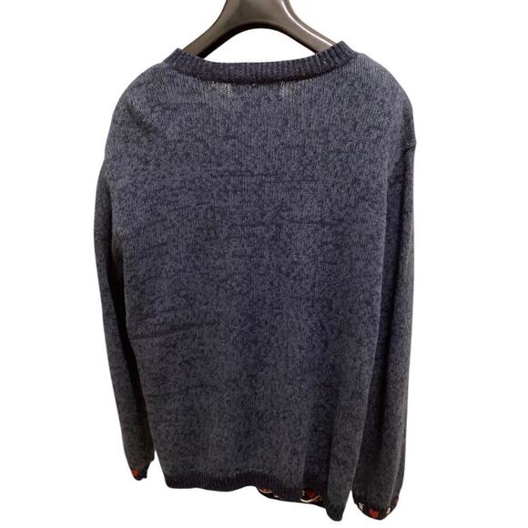 VNTG heirloom Collectibles Heart embroidered Cardigan Sweater Large blue - Picture 3 of 5